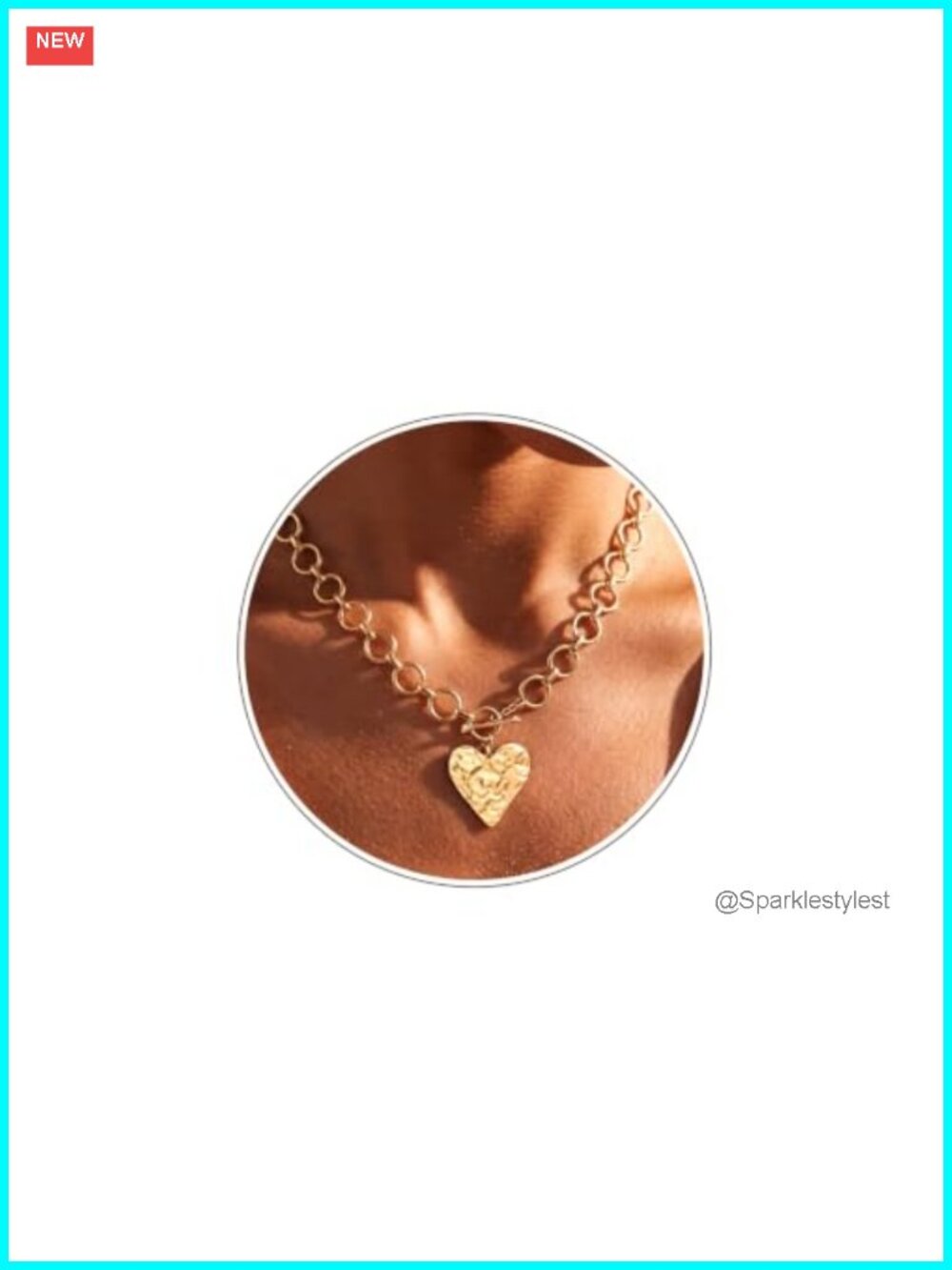 14K Gold Plated Chunky Hammered Heart Pendant Necklace Statement